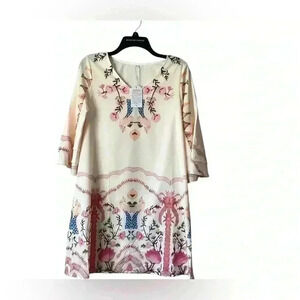 NWT Made with Love Womens Boho Bell sleeve Floral Dress Festival Peasant Small